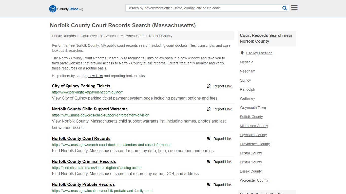 Norfolk County Court Records Search (Massachusetts)