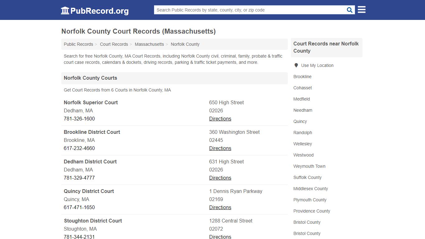 Norfolk County Court Records (Massachusetts) - pubrecord.org